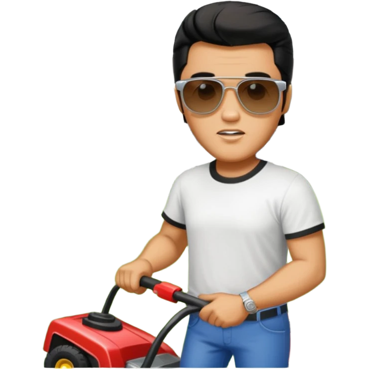 Elvis mowing the yard at Graceland emoji