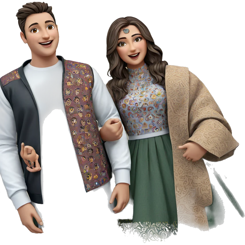 happy girl and boy together emoji