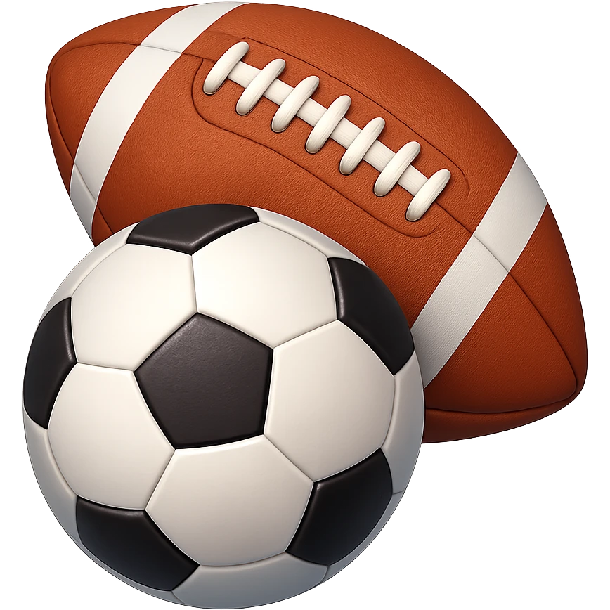 Сгенерируй мне в стиле детализированного емодзи два скрещенных мяча на пнг фоне без фона emoji