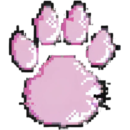 cat paw with pink paw pads, pixelated emoji