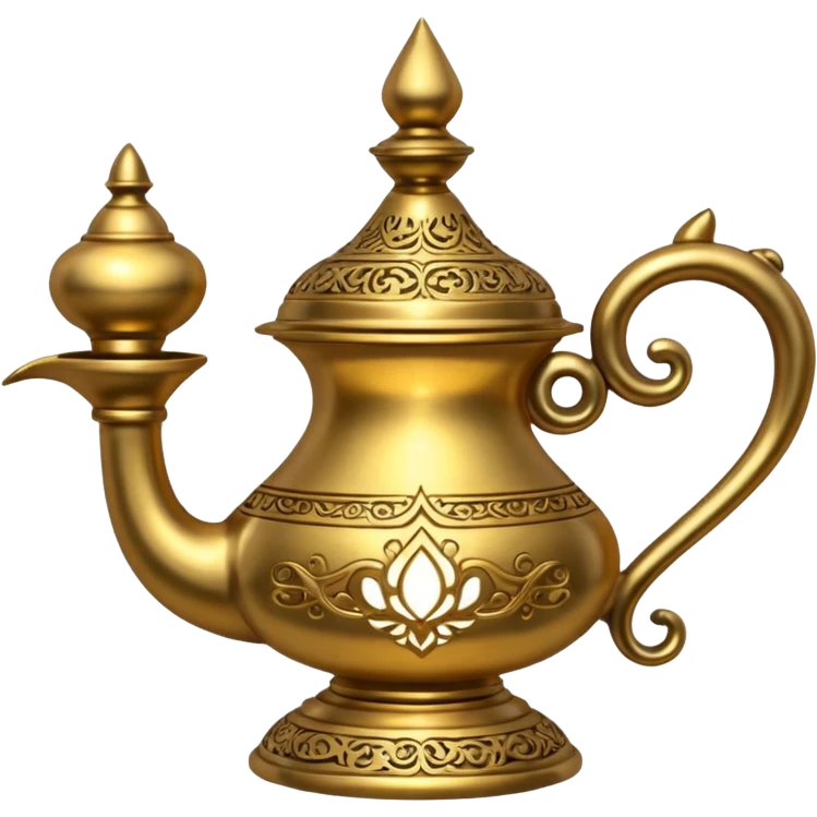 A hyperrealistic Antique gold Magic lamp emoji