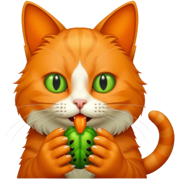 Cat eating bug emoji