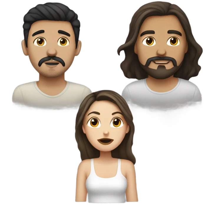 White girl and Mexican guy kissing . Girl has dark hair and guy has goatee emoji