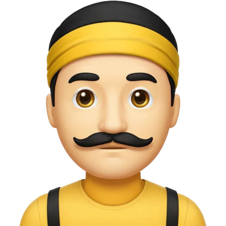 A yellow emoji with a black headband and a simple male mustache emoji