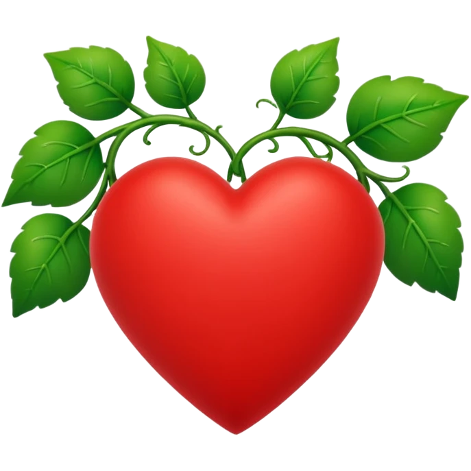 red heart with green vines growing around it and covering it up emoji