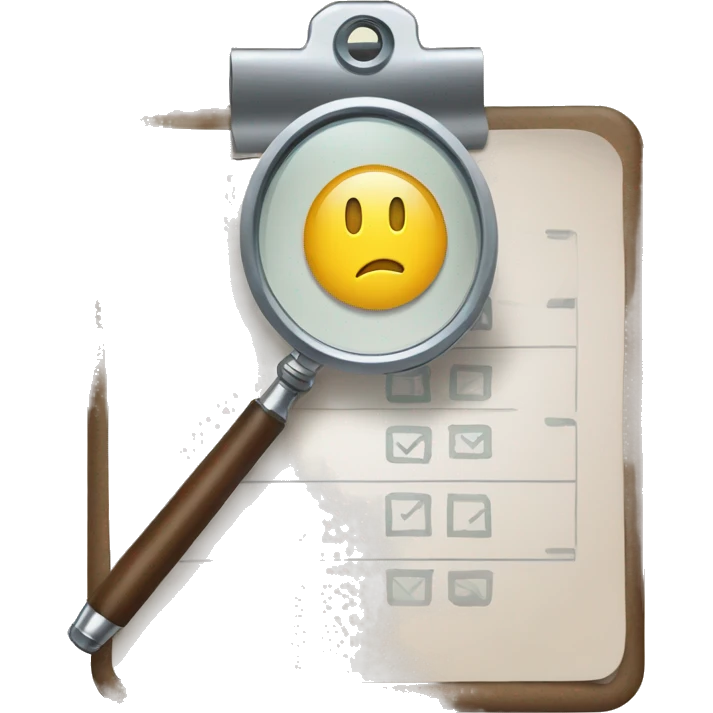 clipboard with a checklist combined with a magnifying glass emoji