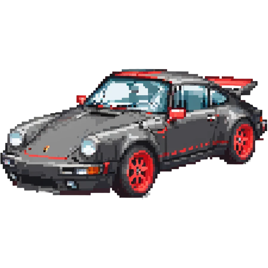 Black Porsche 911 with red details emoji