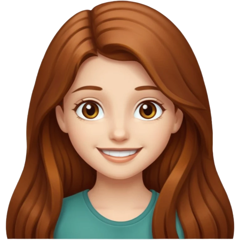 create a girl with chestnut colored long hair, hazel eyes and beautiful smile emoji