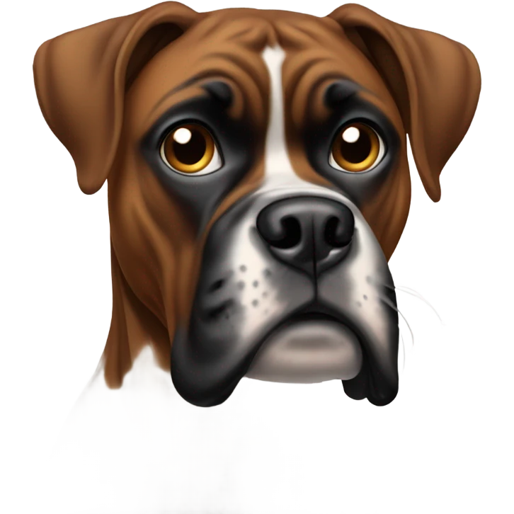 Brown, Black, and White Boxer Dog with big eyes  emoji