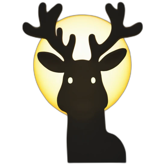 A reindeer silhouette with a sun at the top shining with an overall dark background emoji