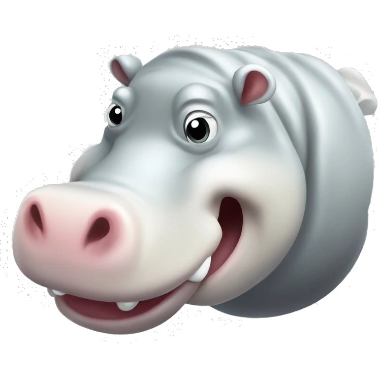 white happy hippopotamus turned head looking at me   emoji