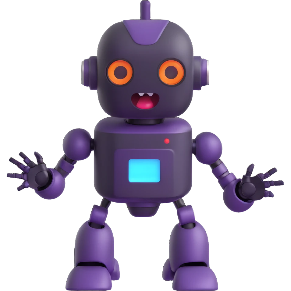Robot talking with open mouth, speaking robot emoji