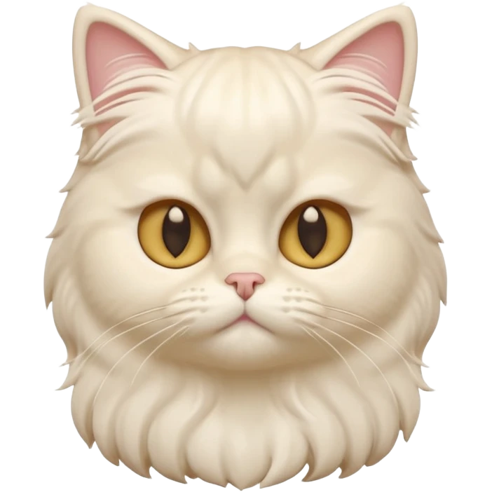 A 3D cartoon Persian cat with soft cream-white long fur, round face, golden eyes, gentle expression, cinematic Memoji-style lighting. emoji