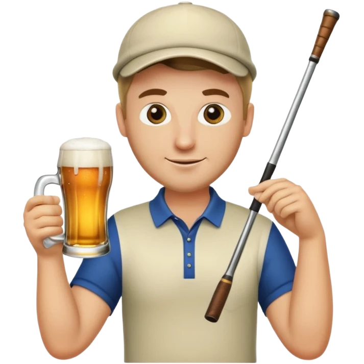 Golfer swinging his club at a glass of beer emoji