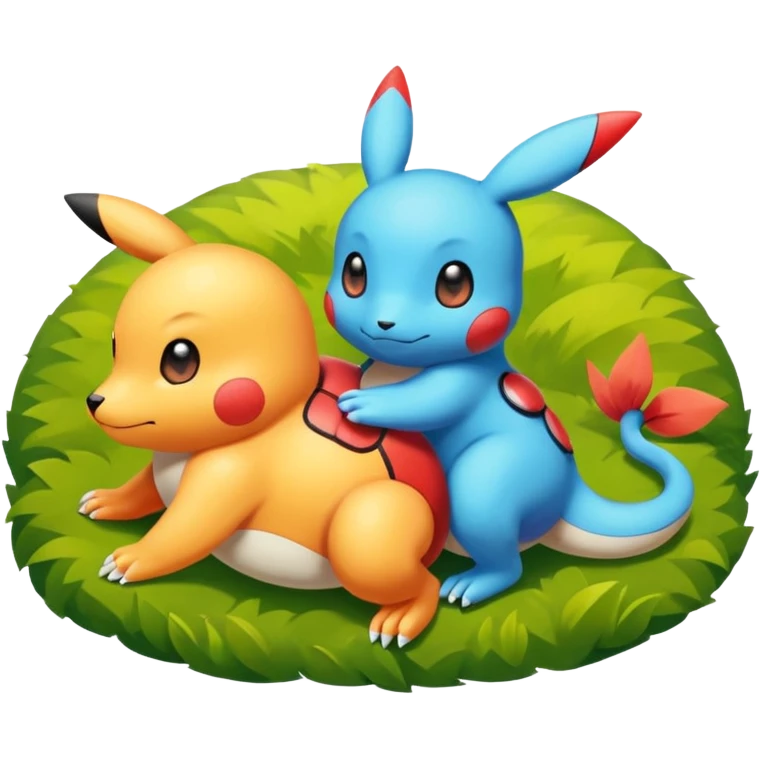 2 friendly pokemans one fell down and the other is helping the other get up  emoji