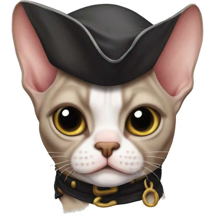 A chubby pirate sphynx cat emoji