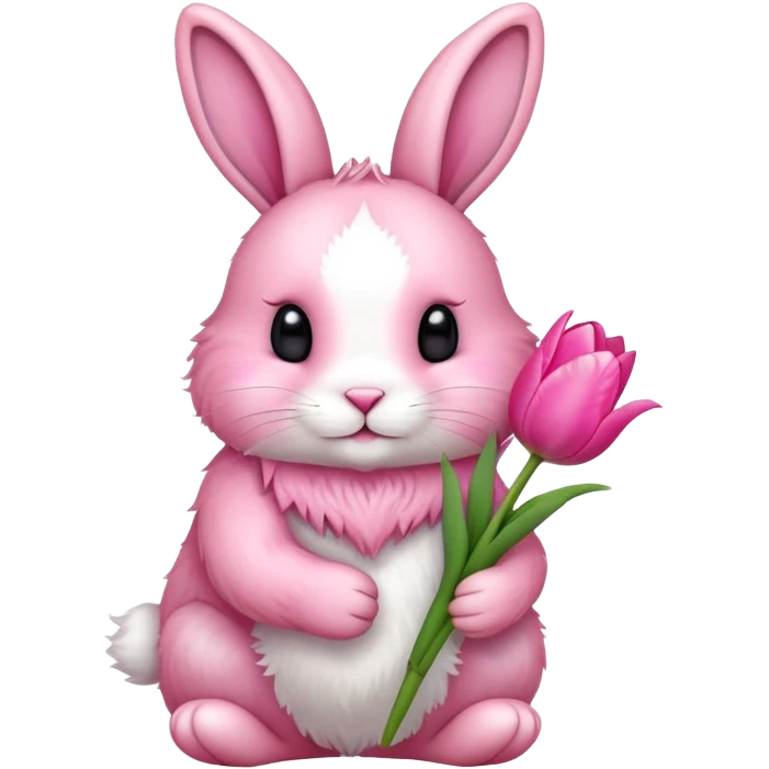 bunny with pink tulip  emoji