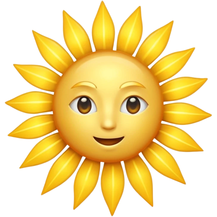 A radiant golden sun, with long, bright rays surrounding it, an intense yellow center, detailed 3D emoji style, neutral background, soft and vibrant lighting.  emoji
