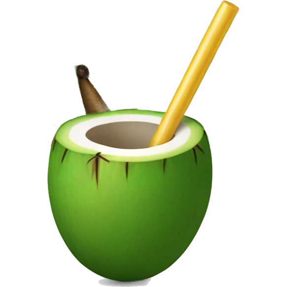 Green coconut with a straw emoji