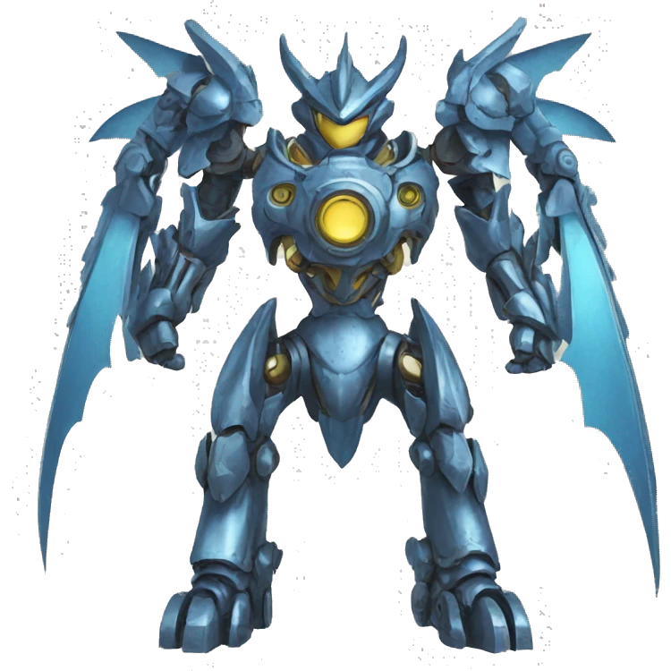 Metallic medabot-dragon with gears emoji