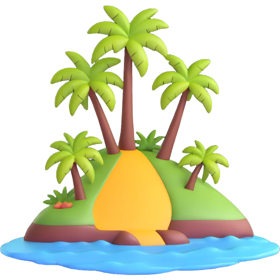 small tropical island with palm tree emoji