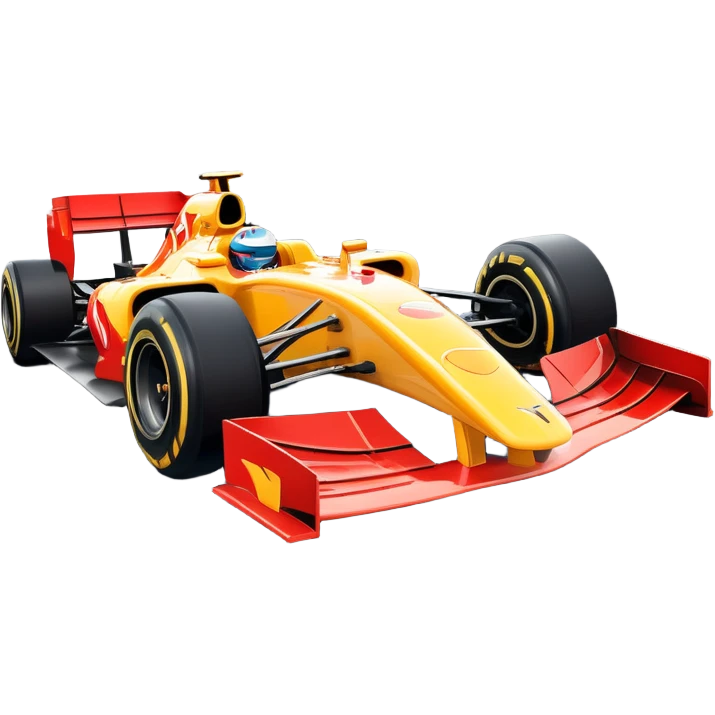 An icon showing a Formula 1 car racing down a track, with the vibrant speed and motion captured in the design. The background features a grand racing stadium with packed stands and winding turns, symbolizing the thrill of high-speed racing. Transparent background highlights the excitement. emoji