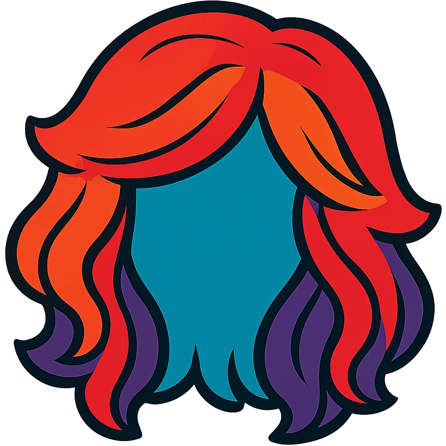 wig with bold outlines and saturated colors emoji