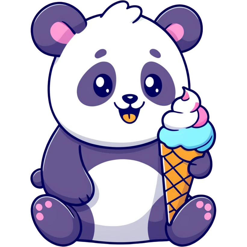 Panda eating ice cream emoji