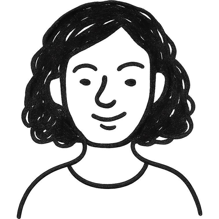 brown woman, hand drawn outline icon style emoji
