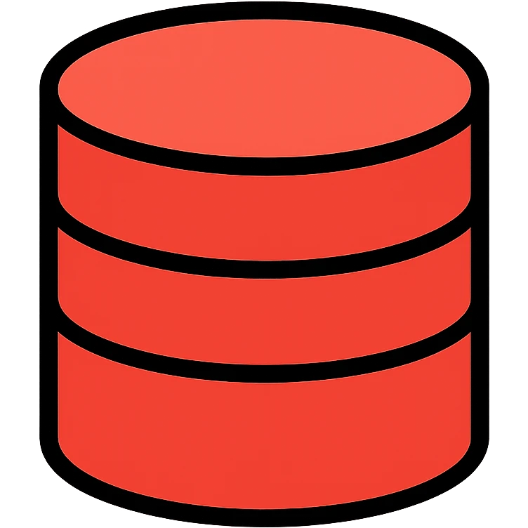 A red cylindrical database icon with horizontal lines emoji