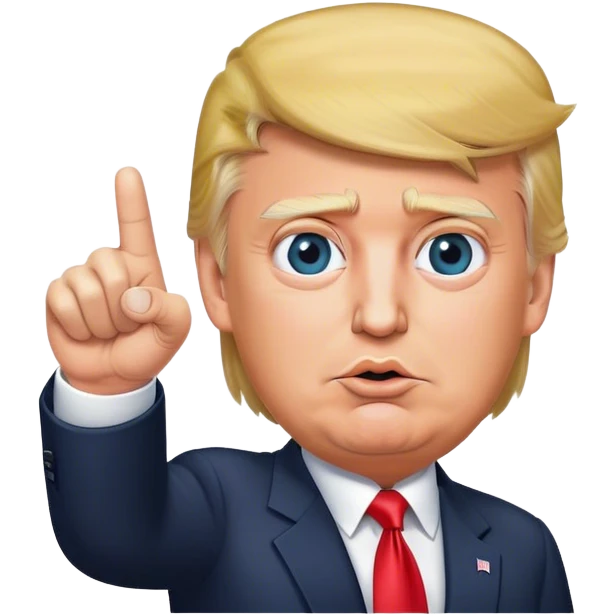 Donald Trump points his finger up, portrait, hyperreal emoji