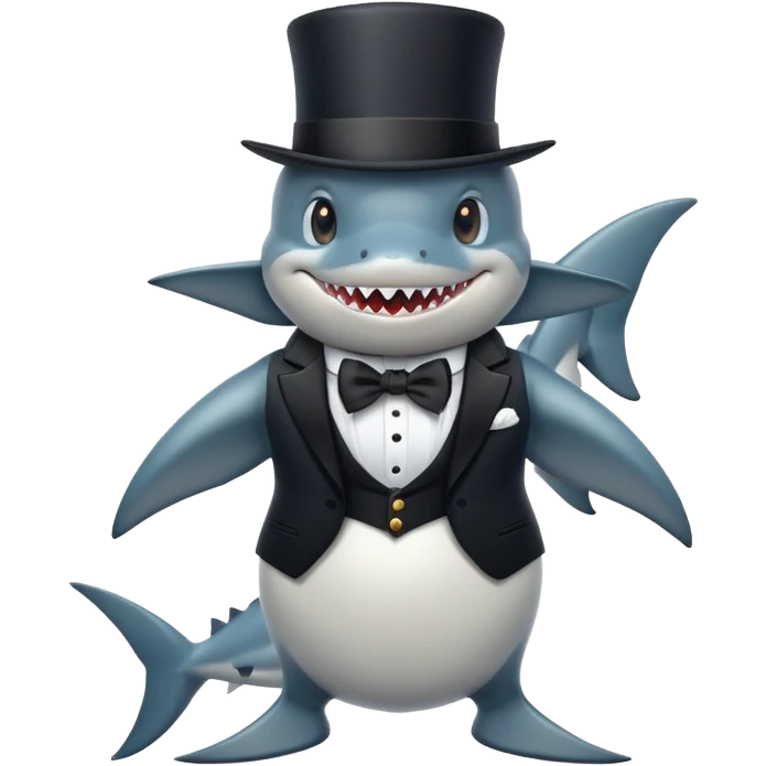 Shark in a tux and a top hat emoji
