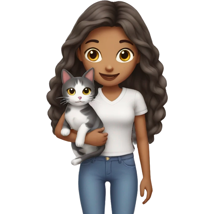 Girl with cat emoji