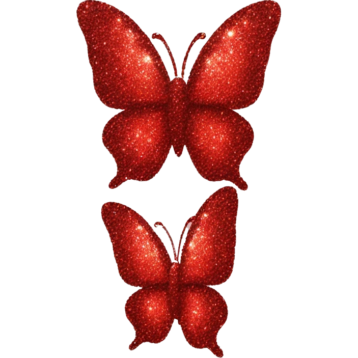 Glitter butterfly red emoji