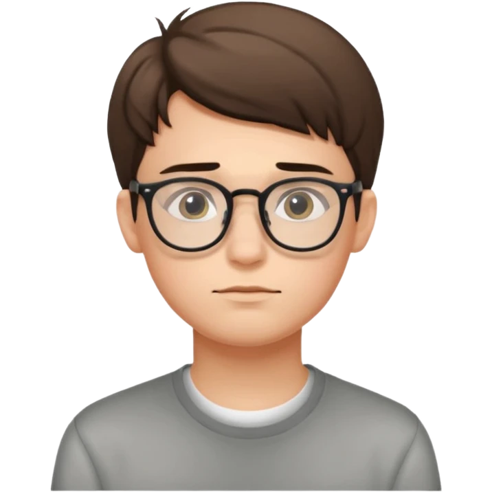  یه کارکتر پسر درست کن که عینکیه و بیست سالشه که داره فکر میکنه emoji