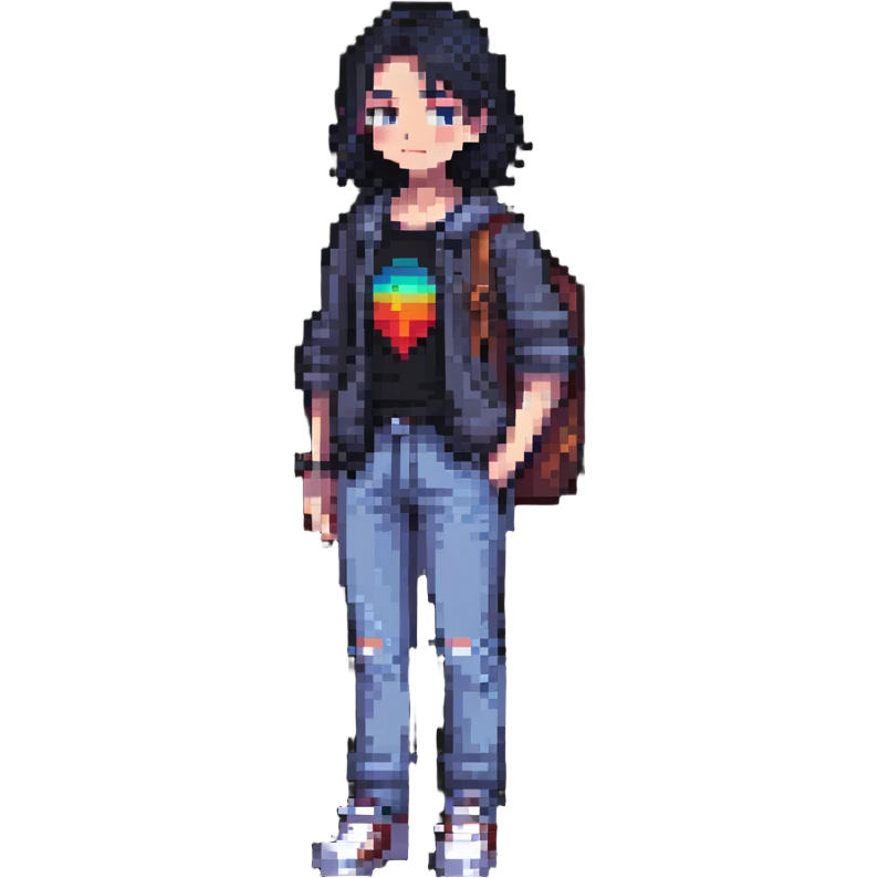 Pixel art person in casual outfit, full body emoji