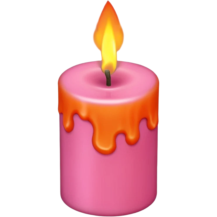 Draw a pink candle with a flame on it that looks 15 degrees tilted from a bird's eye view. emoji