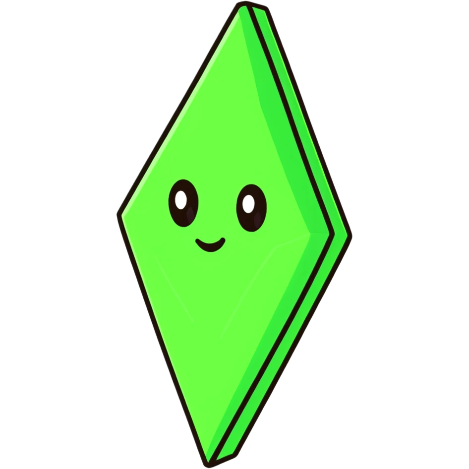 Sims character with green plumbob emoji