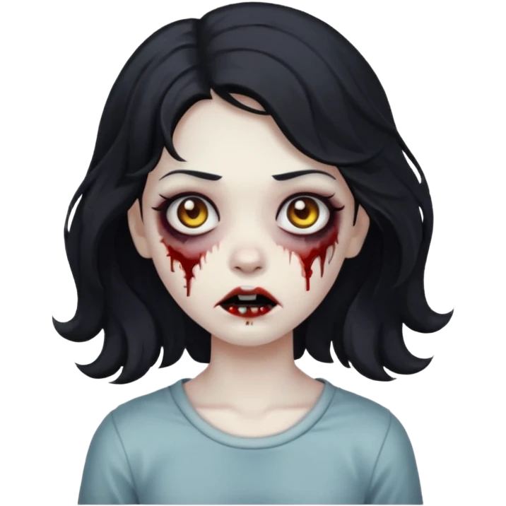 garota zumbi com cabelo preto ondulado emoji