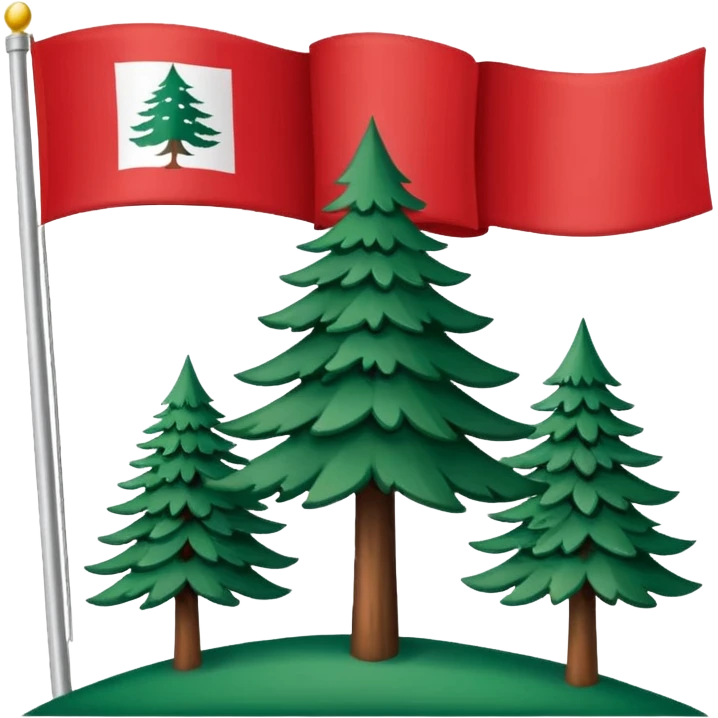 New England flag with a red backgournd white canton and a pine emoji