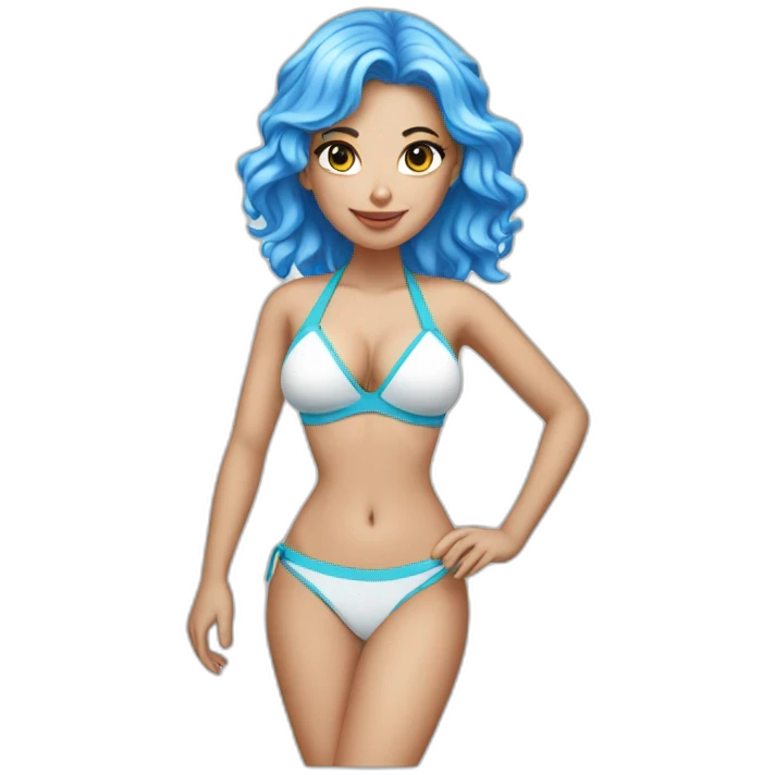 blue hair white girl with bikini emoji