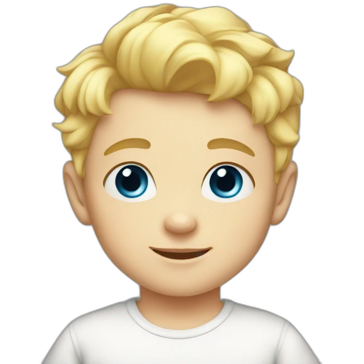 Baby boy brothers blond hair blue eyes with  emoji