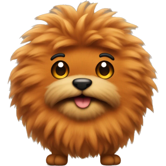 fluffy browny orange caboodle with brown eyes and a happy smile  emoji