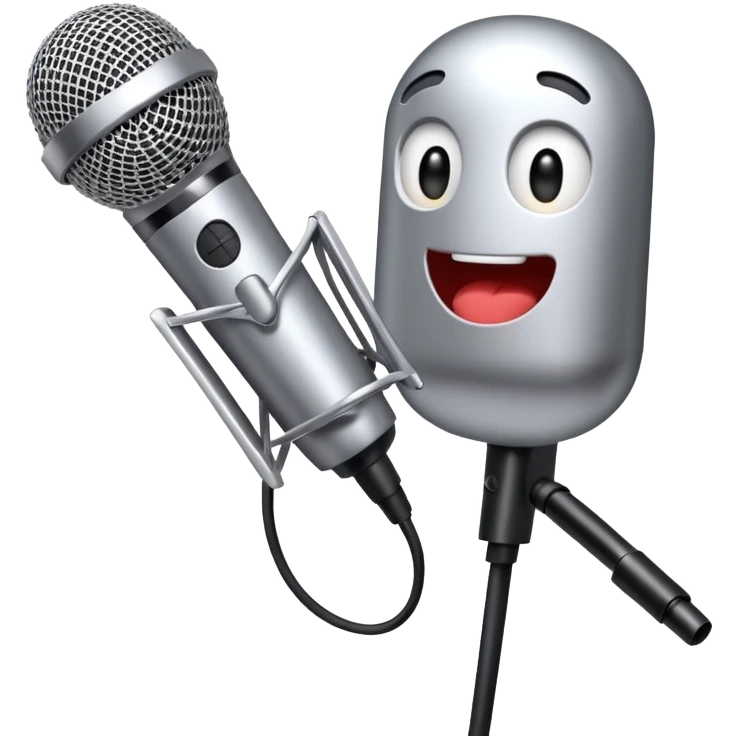 Microphone singing with microphone emoji
