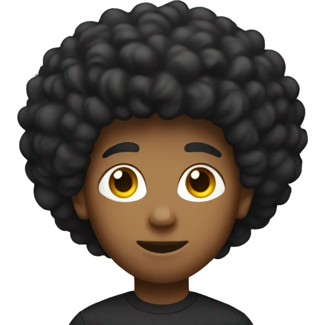 A boy with long afro in a black nike tech emoji