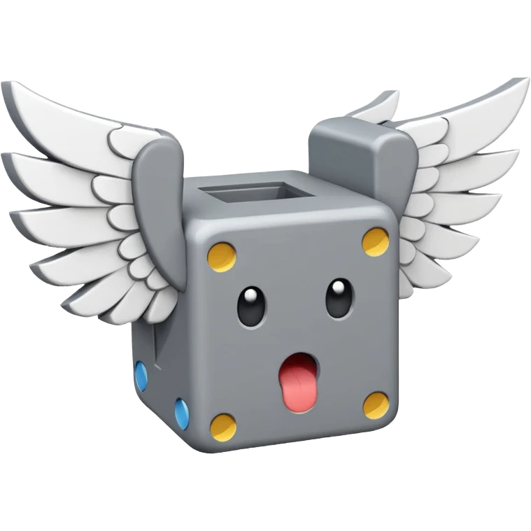Gray and white, the gray being the block itself while the white parts are the question marks, corners, and mouth. It has 2 white wings on each side like the other lucky blocks. emoji