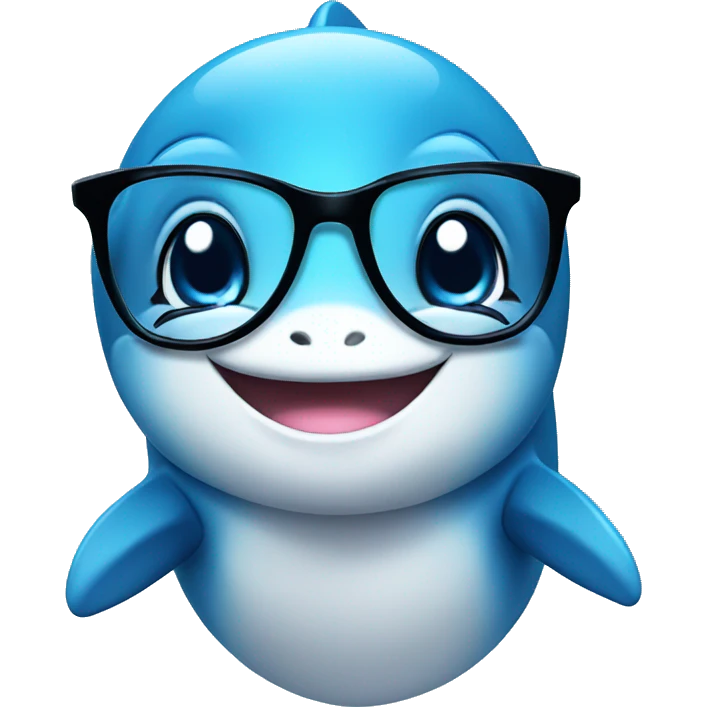 cute dolphin with glasses on emoji