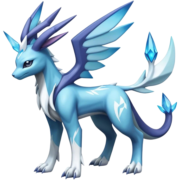 dialga-suicune-Glaceon-hybrid, full body emoji