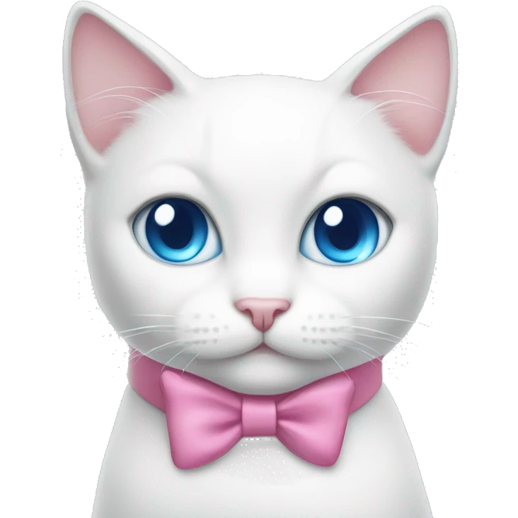 White cat pink bow blue eyes  emoji