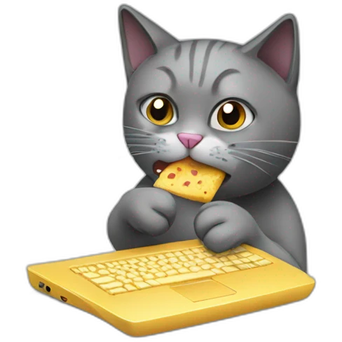 cat eating a computer emoji